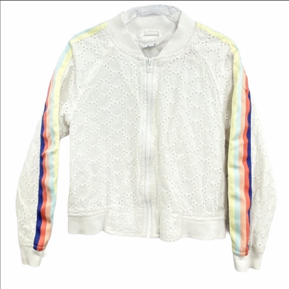 Janie and Jack Bomber Eyelet Rainbow Kids Jacket 4
